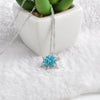 Charm Vintage lady Blue Crystal Snowflake Zircon Flower Silver Necklaces & Pendants Jewelry