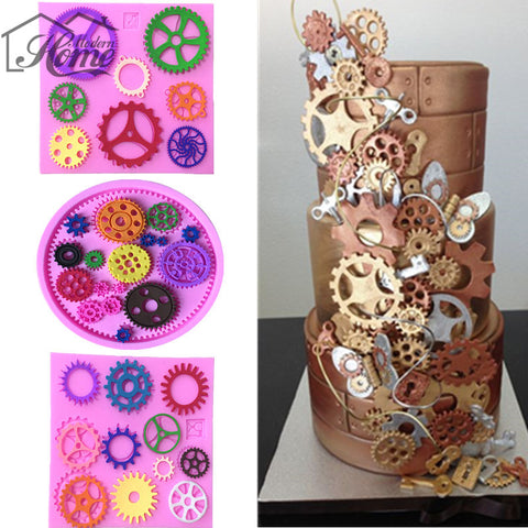 Beautiful Steampunk Gears Cake Mold Fondant Mould Chocalate Mould Soap Mold Confeitaria Pastry Candy Sugar Jelly Pudding Decor