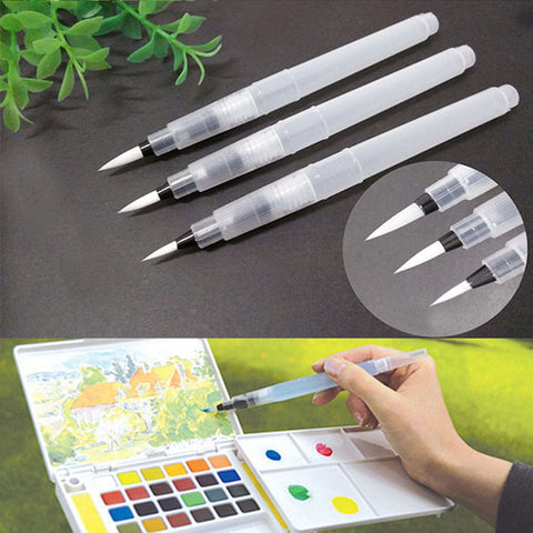 3 PCS/Lot Refillable Pilot Water Brush Ink Pen for Water Color Calligraphy Drawing Painting