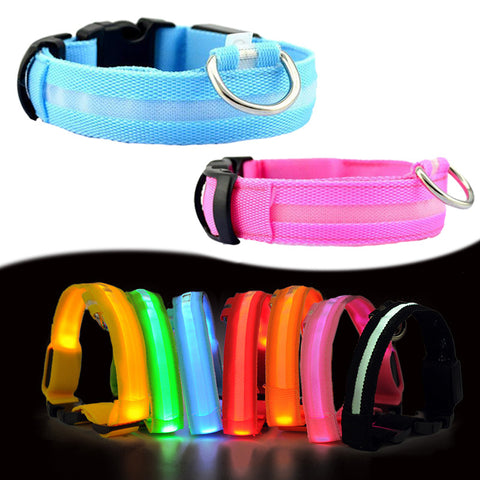 Nylon LED Pet Dog Collar,Night Safety Flashing Glow
