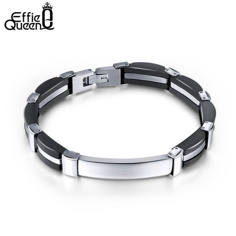 Queen Black Bangles Bracelet Made Of Silicone & Stainless Steel Personality Men Bracelets Fashion Male Jewelry