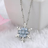Charm Vintage lady Blue Crystal Snowflake Zircon Flower Silver Necklaces & Pendants Jewelry