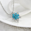 Charm Vintage lady Blue Crystal Snowflake Zircon Flower Silver Necklaces & Pendants Jewelry