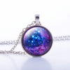 Nebula Space Pendant Necklace Glass Cabochon Sliver Chain Vintage Choker Statement Necklaces Fashion Women Jewelry Gift