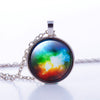 Nebula Space Pendant Necklace Glass Cabochon Sliver Chain Vintage Choker Statement Necklaces Fashion Women Jewelry Gift