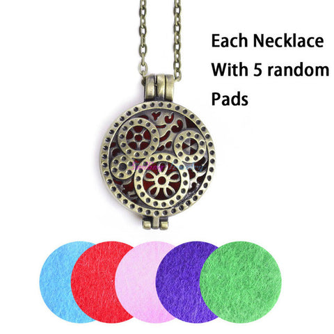 Aroma Diffuser Necklace Open Antique Vintage Lockets Pendant Perfume Essential Oil Aromatherapy Locket Necklace