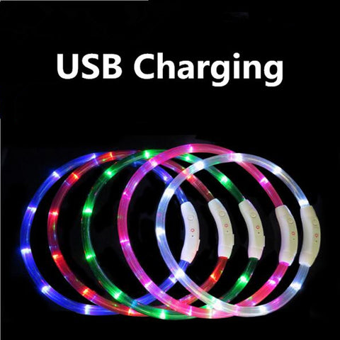 Rechargeable Flashing Night Dog Collars USB luminous pet collar led light
