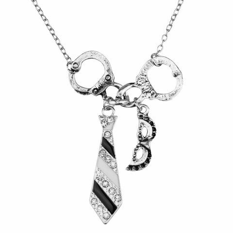 Inspired Fifty 50 Shades of Grey Darker Freed Christian Vintage Fashion Necklace Handcuffs Mask Necktie Necklace Masquerade