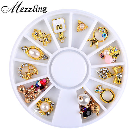 New 3d Charm  Alloy Nail Art Rhinestone Decoration Wheel DIY Beauty Nail Jewelry Supplies