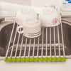 Delidge 1 pc Kitchen Sink Rack Stainless Steel Foldable Dish Cutlery Drainer Drying Holder Fruits Cup Dish Sink Rack Drying Tool