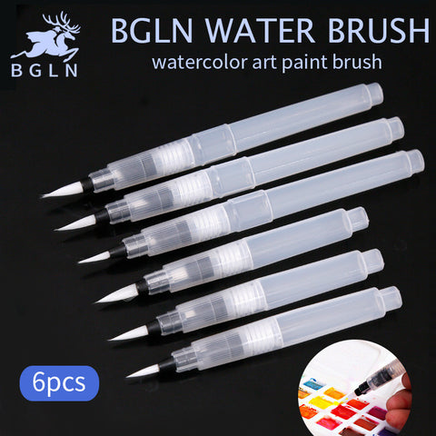 Bgln 6Pcs/set Large Capacity Water Brush Soft Watercolor Art Paint Brush