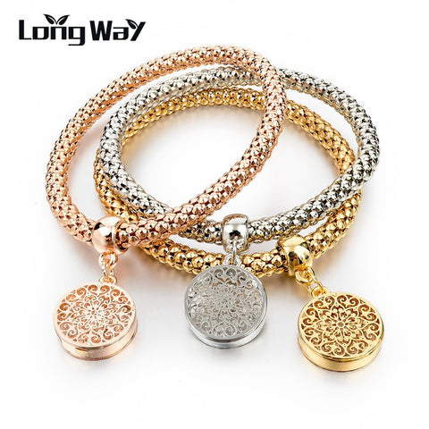 Bracelets Bangles Jewelry Gold Color Chain Bracelet Round Hollow Charm Bracelets For Women