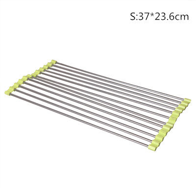 Delidge 1 pc Kitchen Sink Rack Stainless Steel Foldable Dish Cutlery Drainer Drying Holder Fruits Cup Dish Sink Rack Drying Tool