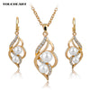 TOUCHEART Simulated Pearl Indian Wedding Jewelry Sets for Women Bridal Crystal Gold color Earrings Statement Necklaces