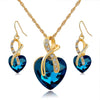 Crystal Heart Necklace Earrings Jewellery Set for Women Bridal Wedding Accessories