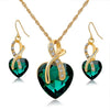 Crystal Heart Necklace Earrings Jewellery Set for Women Bridal Wedding Accessories