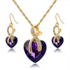 Crystal Heart Necklace Earrings Jewellery Set for Women Bridal Wedding Accessories