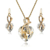 Crystal Heart Necklace Earrings Jewellery Set for Women Bridal Wedding Accessories