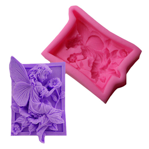 Flower Fairy Silicone Mold Chocolate Fudge Baby Angel Soap Cake Decorate Kitchen Bakeware 3d Reverse Sugar Molding